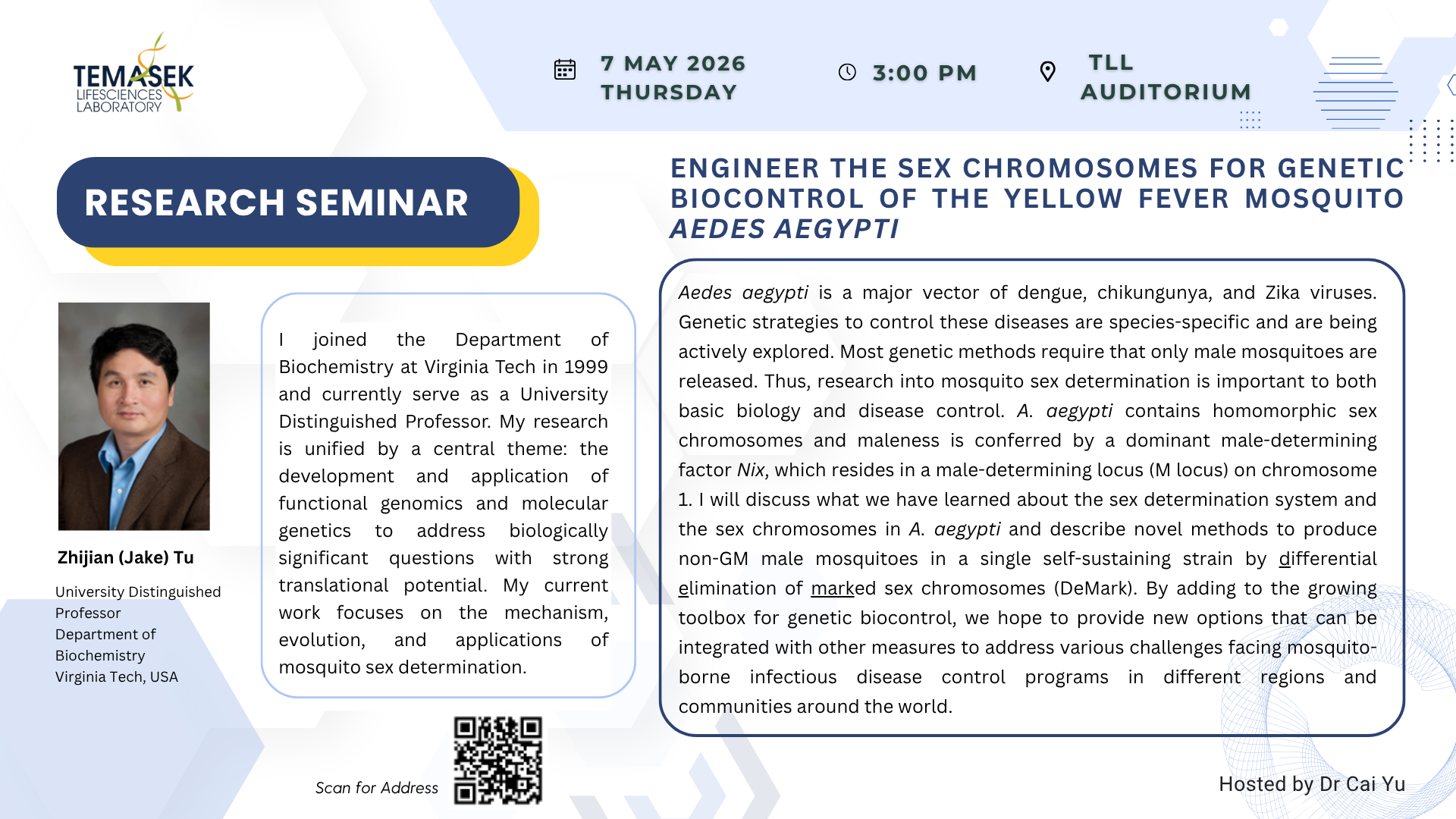 Engineer the sex chromosomes for genetic biocontrol of the yellow fever mosquito Aedes aegypti